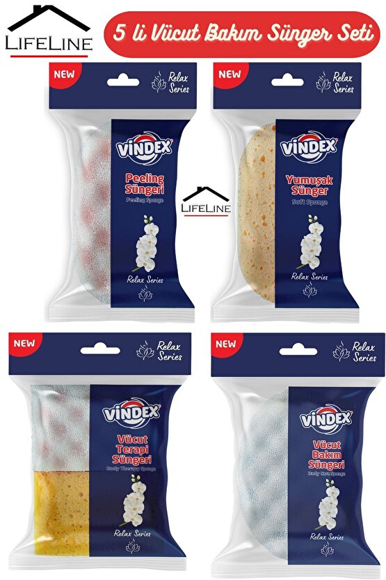5li Vücut Bakım Ve Peeling Sünger Seti | Yumuşak Spa Ve Terapi Banyo Süngeri