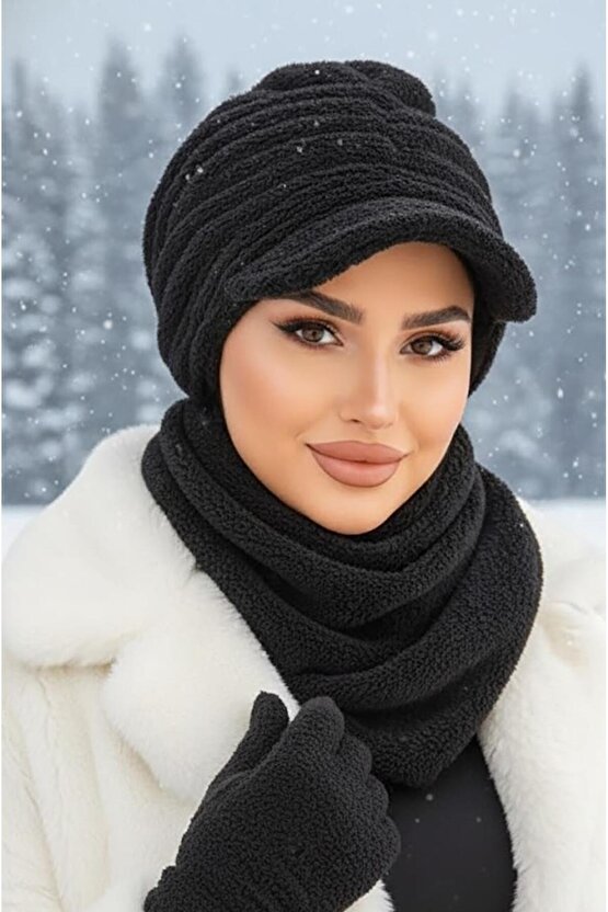 Siyah Kürk Şapka ve Etol Takım