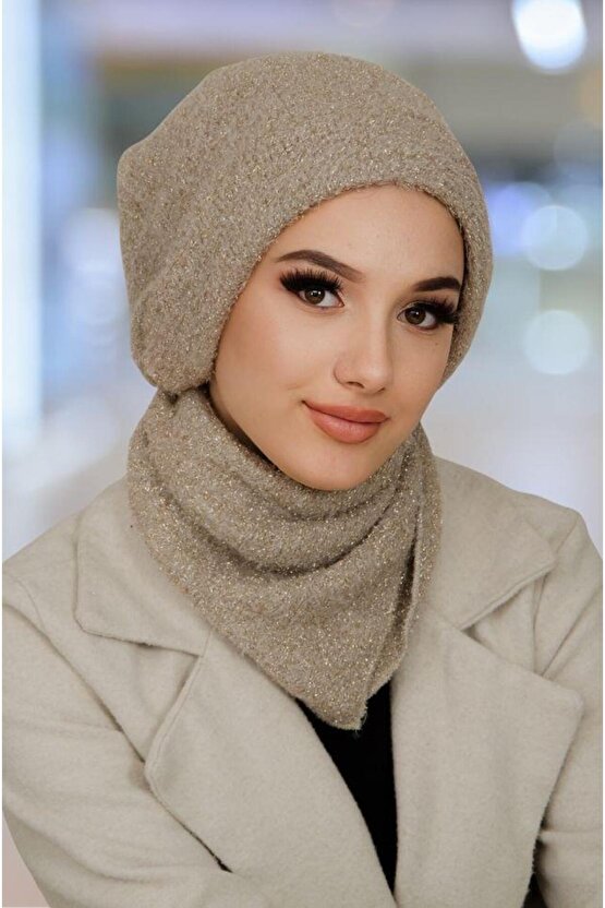 Taş Rengi Tesettür Bere Etol Takım