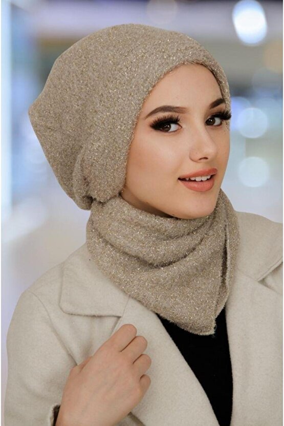 Taş Rengi Tesettür Bere Etol Takım