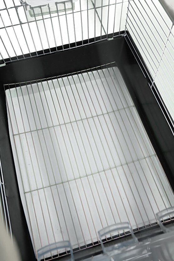 Beşgen Papağan Kanarya Muhabbet Kuşu Kafesi Izgaralı Gümüş Kaplama