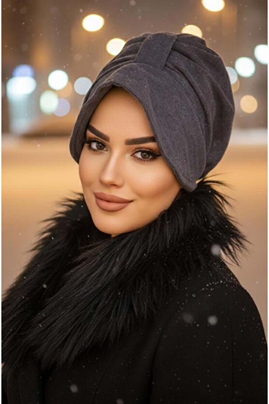 Füme Balıksırtı Kaşe Şapka Bone