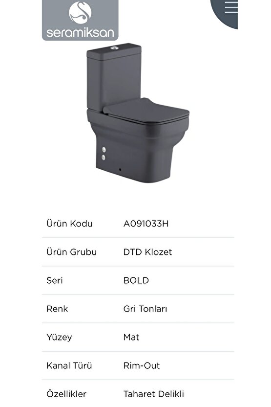 Bold Rim-out Mat Antrasit Dtd Klozet