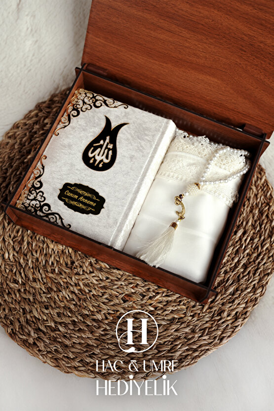 Anneye Hediye | Anne Doğum Günü Hediyesi | Anneler Günü Hediyesi | Kadife Kuran Şal İnci Tesbih Seti