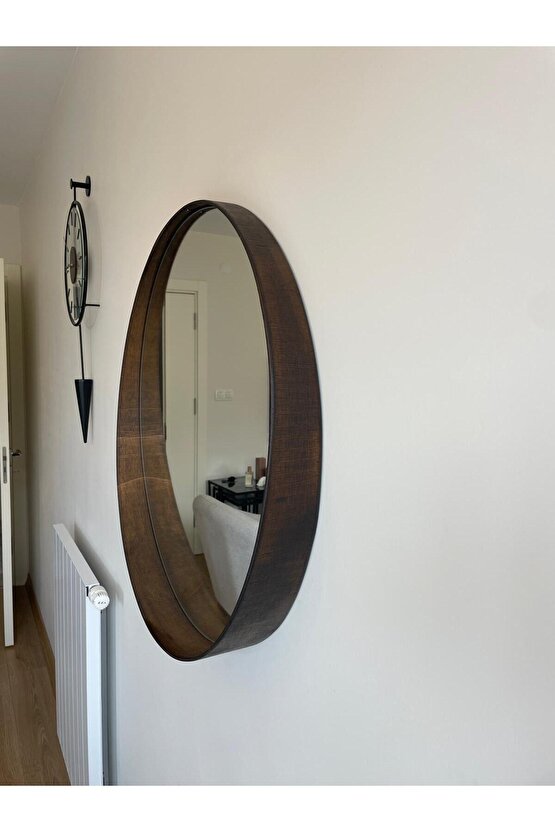 70 cm Ceviz Ahşap Çerçeveli Dekoratif Kavis Ayna