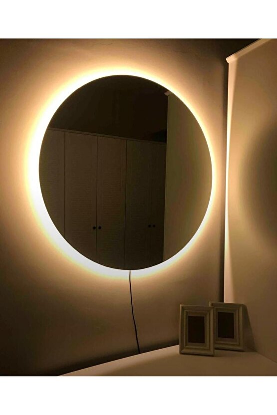 80 cm Günışığı Ledli Yuvarlak Banyo Aynası Makyaj Aynası Trafolu