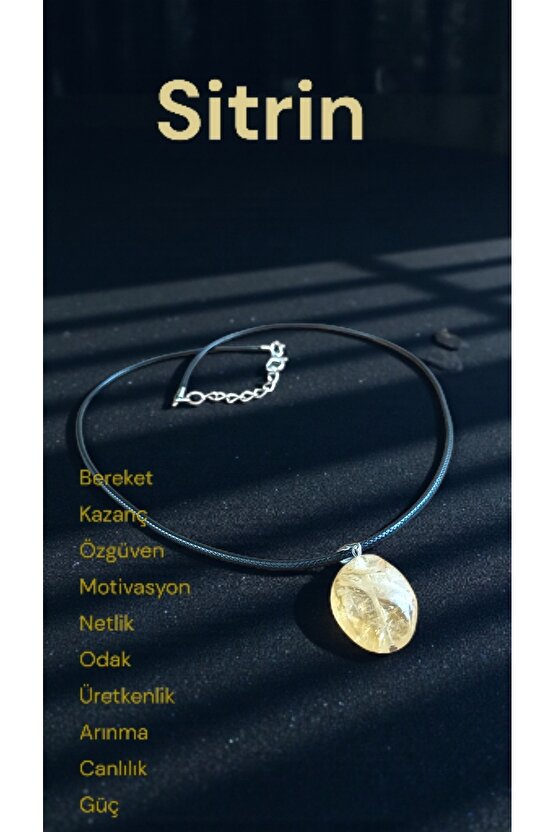 Doğal Tas Kolye Celik Zincir Sitrin Ametist Akik Turmalin