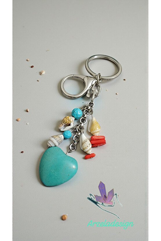 Turkuaz Mercan Midye Boncuk Anahtarlik