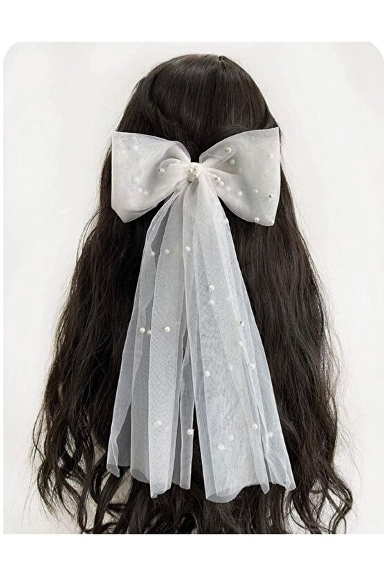 Incili Tül Fiyonk Gelin Saç Aksesuarı Dış Çekim Nikah Tokası – Toka