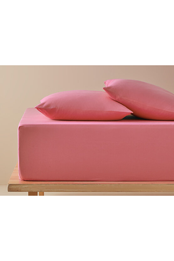 Plain Çift Kişilik Lastikli Çarşaf Tkm Şeftali