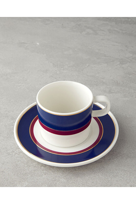 Carny Bone Porselen Fincan Takım 4 Parça 2 Kişilik Fuşya-Lacivert