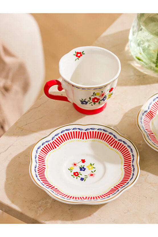 LCW HOME Karışık Çiçek Baskılı 2 Kişilik Porselen Kahve Fincan Takımı 90 Ml