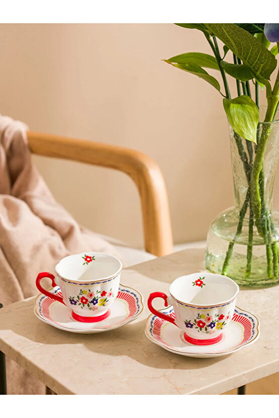 LCW HOME Karışık Çiçek Baskılı 2 Kişilik Porselen Kahve Fincan Takımı 90 Ml