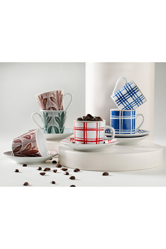 Valentine Porselen 4 Parça 2 Kişilik Kahve Fincan Takımı 80 Ml Lacivert