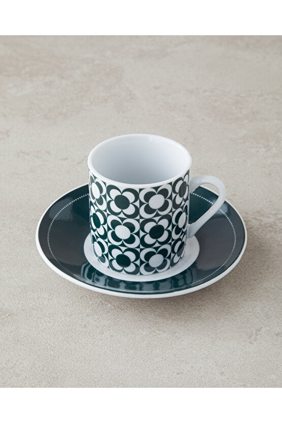 Fany Porselen 4 Parça 2 Kişilik Kahve Fincan Takımı Yeşil