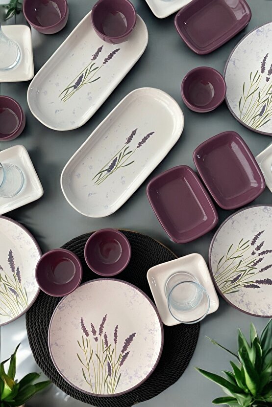 Lavanta 32 Parça 6 Kişilik Kahvaltı Takımı