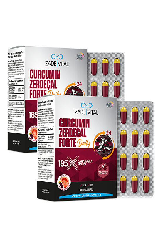 CURCUMIN FORTE DAILY (Standardize Zerdeçal Toprak Altı gövde ekstresi İçerir) 2 kutu