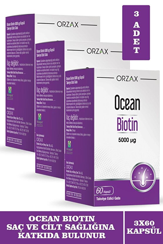 Ocean Biotin 5000 Mcg 60 Kapsül 3 Adet