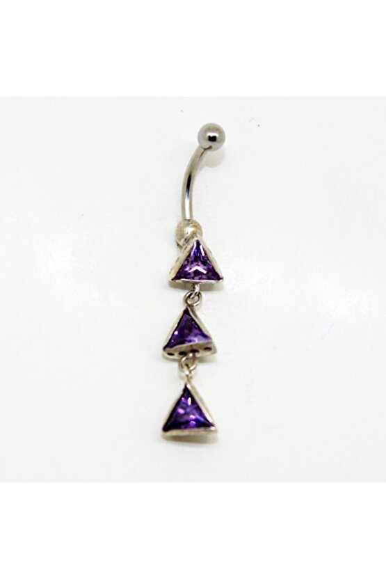Mor Sallantılı Üçgen Taşlı Pıercıng