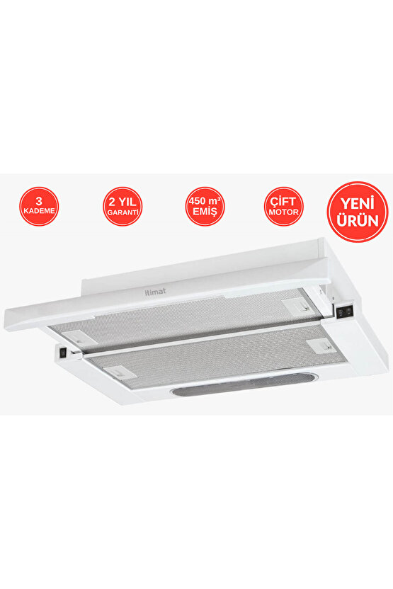 İtimat Çift Motor Sürgülü Beyaz Aspiratör