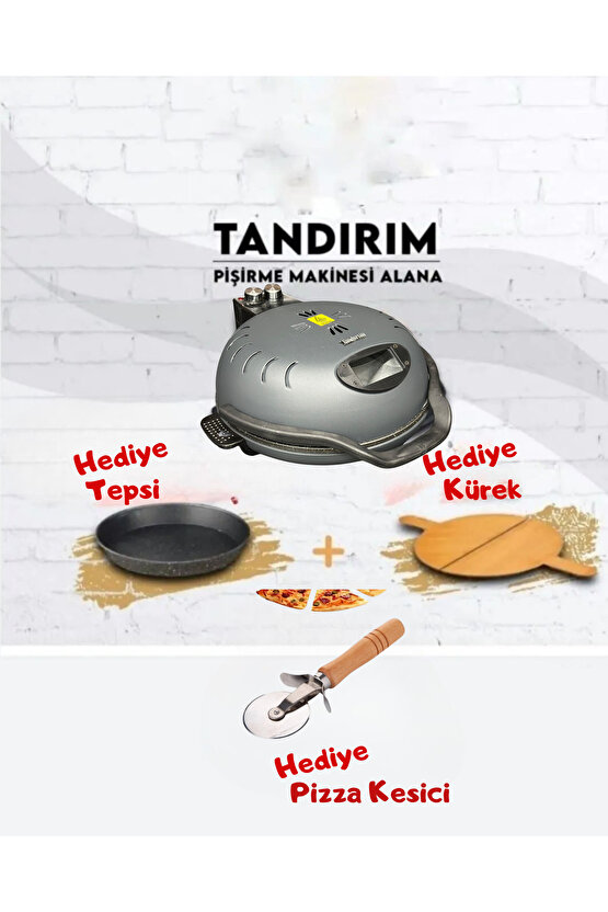 1500W Uzay Gri Ekmek & Pizza Pişirme Makinesi (Pizza Küreği + Kesici + Tepsi Hediyeli)
