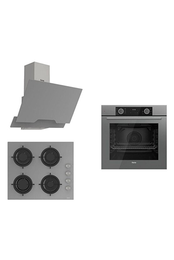 Fryart Cs Serisi Gri Ankastre Cam Set (D065 + CS208 + XE63CPR)