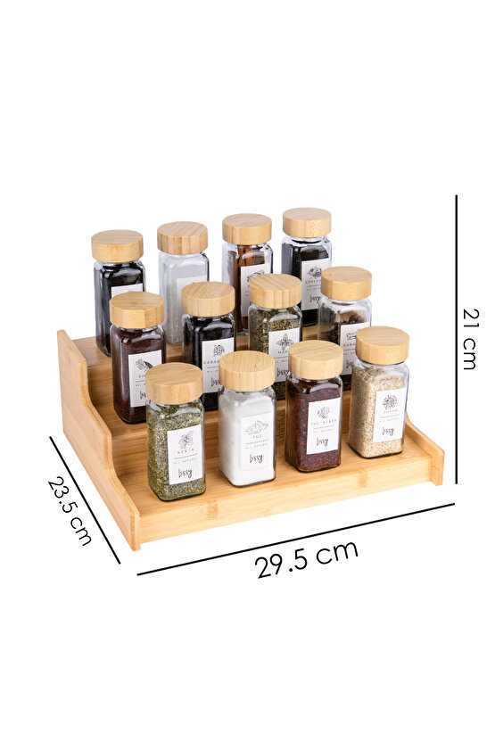12li Bambu Kapak Modern Baharatlık TakımıMerdiven Stant