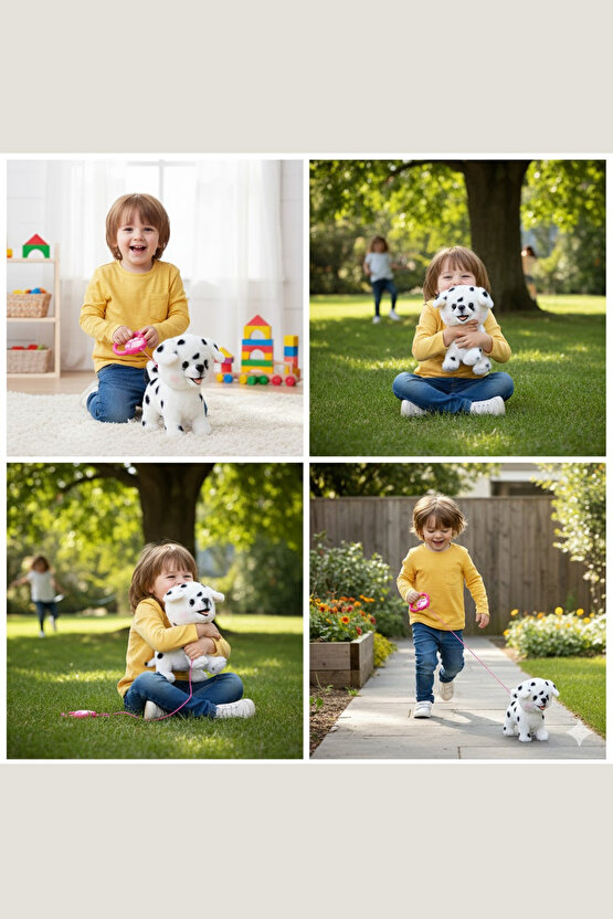 Oyuncak Peluş Tasmalı Havlayan Yürüyen Sesli Köpek Evcil Hayvan Dostluğu Pekiştirme