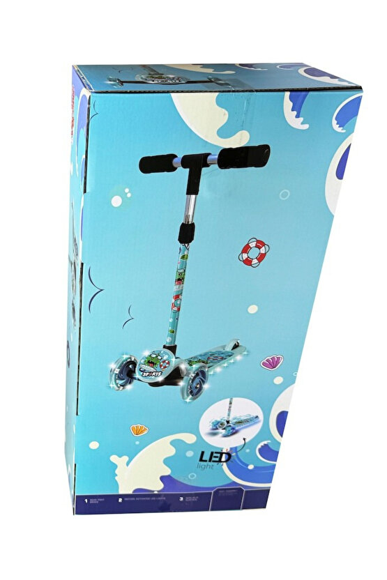 Yüksekliği Ayarlanabilen (67-73 Cm) Led Işıklı 3 Tekerli Scooter (Kask Dahil Değildir)