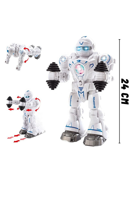 Oyuncak Işıklı ve Müzikli Hareketli Atletik Sporcu Pilli Robot Şınav Çekebilen Robot