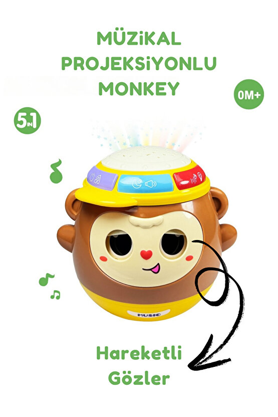 Oyuncak Sesli ve Işıklı Projeksiyonlu 5IN1 +0 Yaş Bebekler İçin Aktivite Oyuncağı Çok Renkli