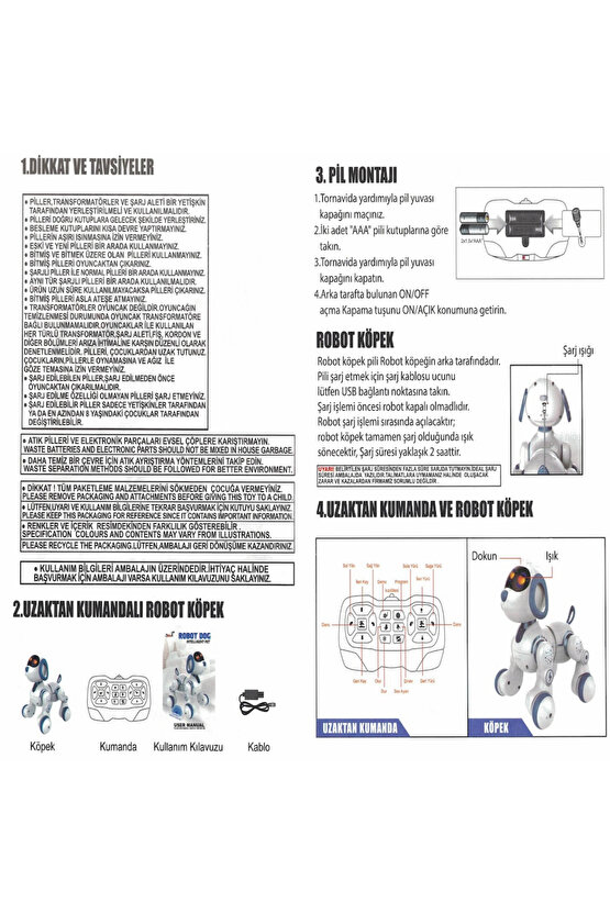 Oyuncak Sesli Işıklı Uzaktan Kumandalı 30 Fonksiyonlu Akıllı Robot Kedi Ve Köpek Led Emoji