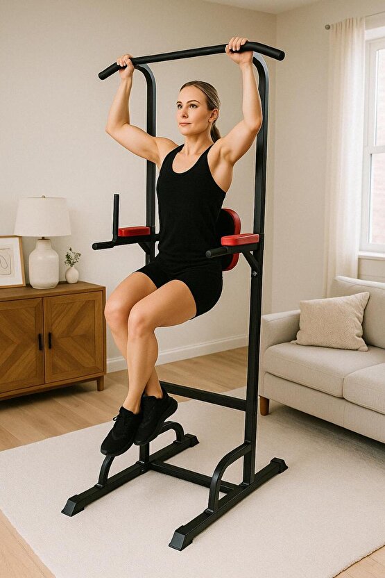 Çok Fonksiyonlu Antreman Kulesi Şınav Barfiks Mekik Egzersiz İstasyonu Fitness