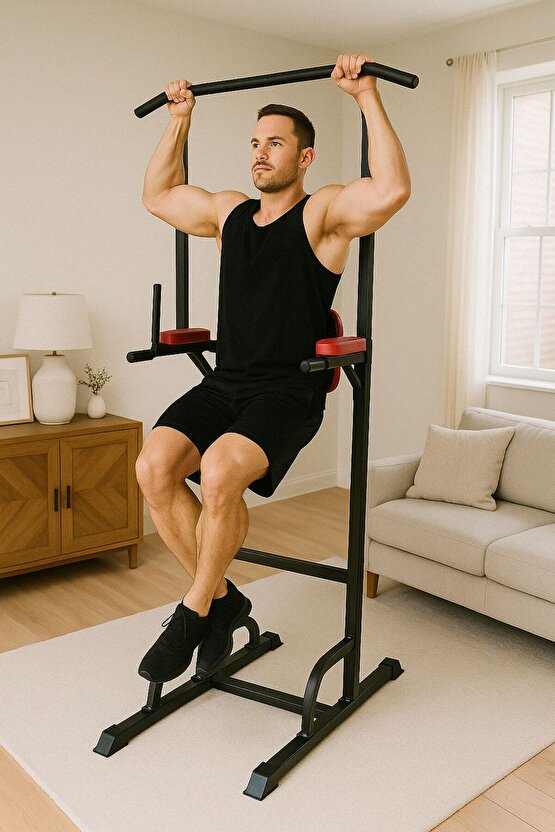 Çok Fonksiyonlu Antreman Kulesi Şınav Barfiks Mekik Egzersiz İstasyonu Fitness