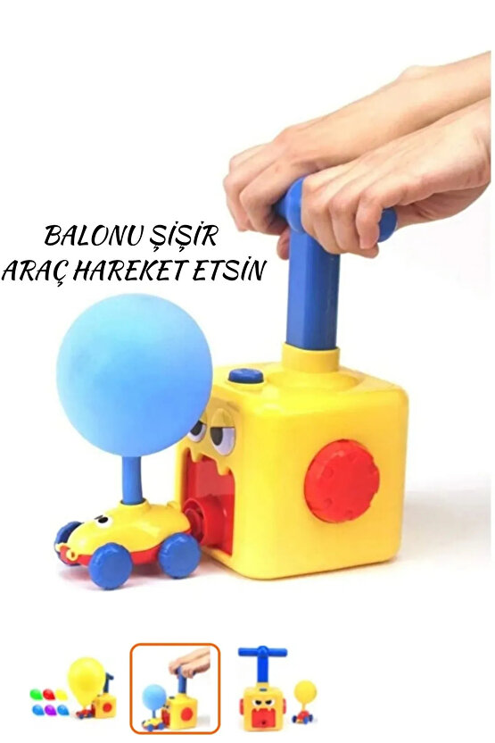 Oyuncak 2 Arabalı Balon Şişirme Makinesi Oyuncak Set Eğitici Balon Makinası Balonu Şişir Araç Gitsin