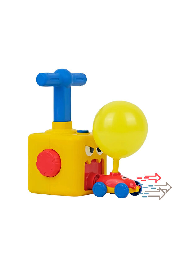 Oyuncak 2 Arabalı Balon Şişirme Makinesi Oyuncak Set Eğitici Balon Makinası Balonu Şişir Araç Gitsin