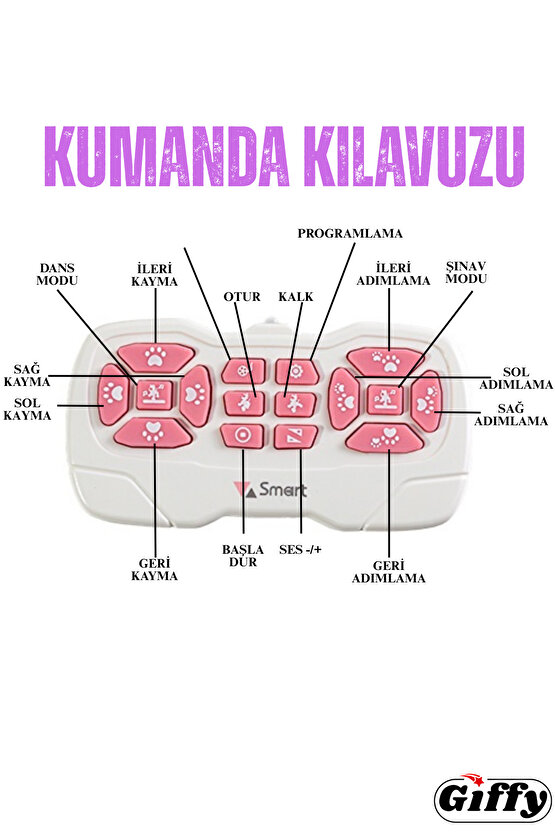 Oyuncak 30 Fonksiyonlu Uzaktan Kumandalı Şarjlı Sesli Işıklı Dokunma Algılama&Programlama Robot Kedi