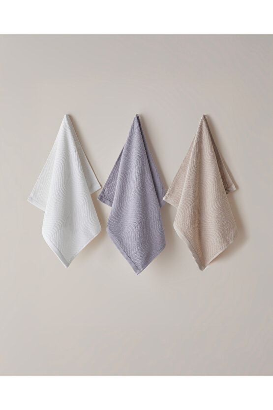 Wave Pamuk Yüz Havlusu 50x70 cm Ekru