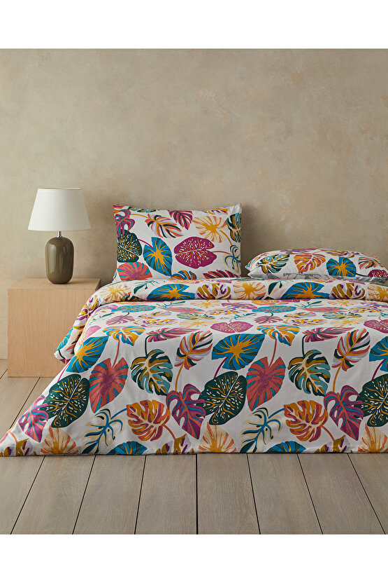 Leaf Jungle Tek Kişilik Nevresim Seti Fuşya