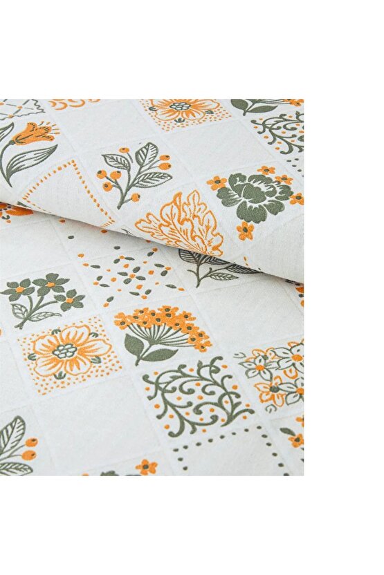 Vintage Argyle Pamuklu Çift Kisilik Nevresim Seti Yesil-Sari