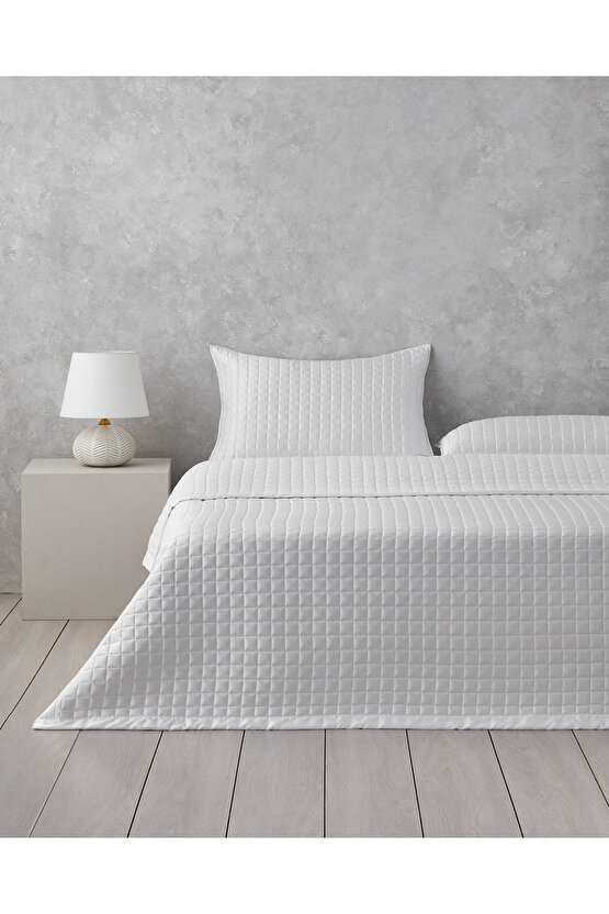 Splendor Saten Çift Kişilik Yatak Örtüsü Takımı 200x220 cm Beyaz