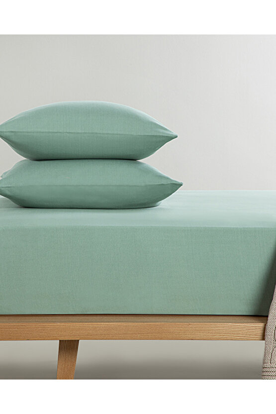 Novella Premium Soft Cotton Çift Kişilik Lastikli Çarşaf Takımı Seledon