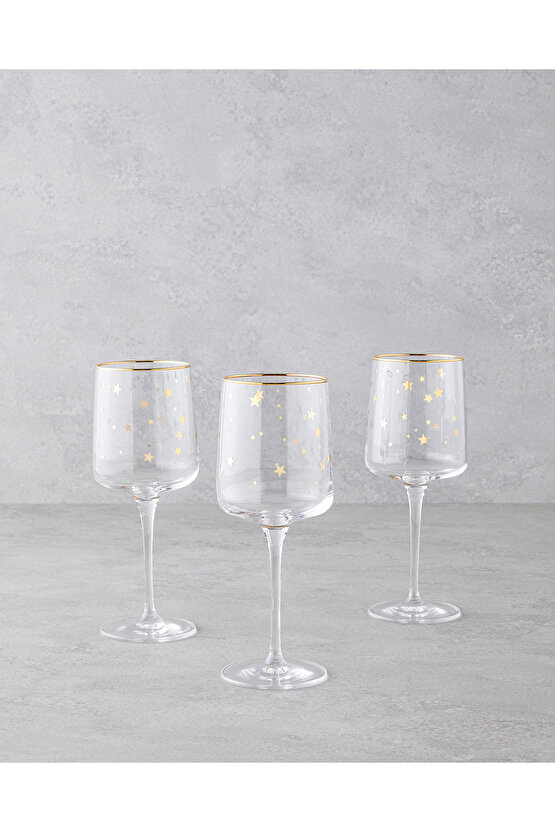 Talisman Star Cam 3lü Kadeh 320 ml Şeffaf-Gold