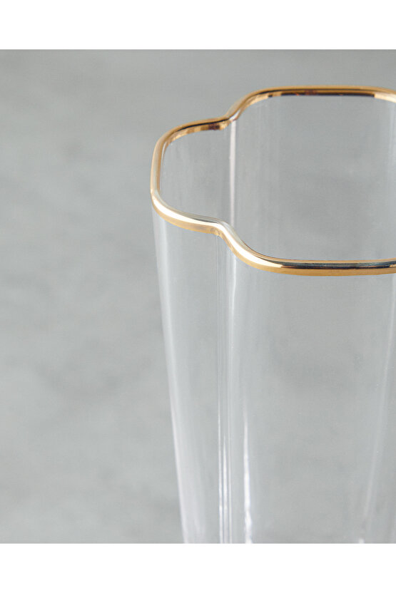 Reina Cam El Yapımı 2’li Kadeh 180 ml Şeffaf-Gold