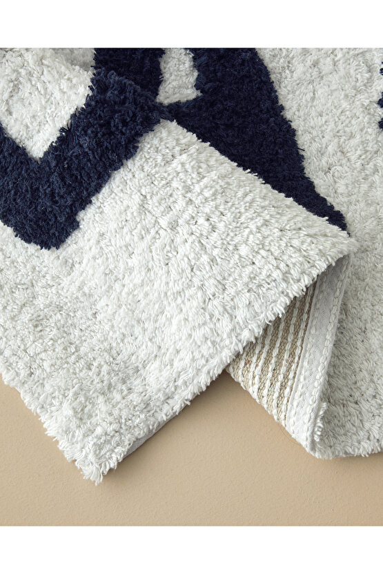 Bath Bliss Pamuklu Banyo Paspası Lacivert-Beyaz