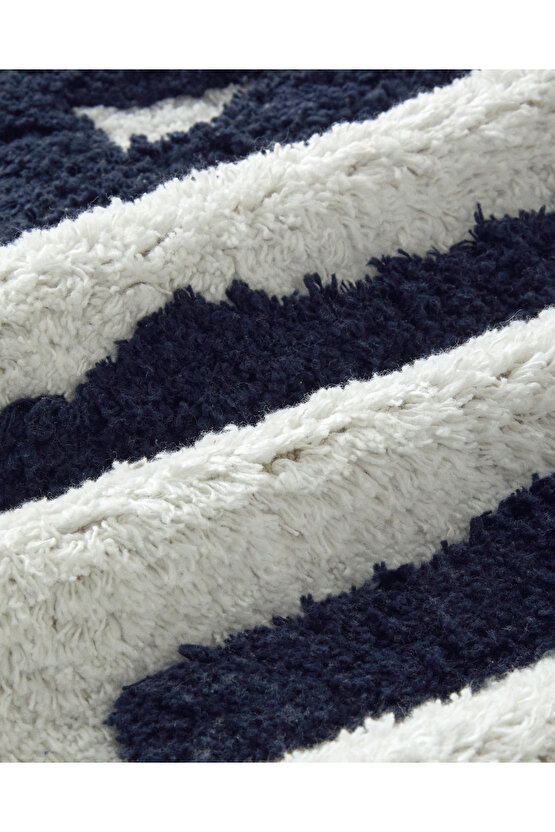 Bath Bliss Pamuklu Banyo Paspası Lacivert-Beyaz