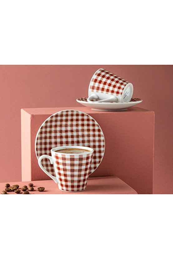 Gules Porselen 4 Parça 2 Kişilik Kahve Fıncan Takımı 80 Ml Bordo