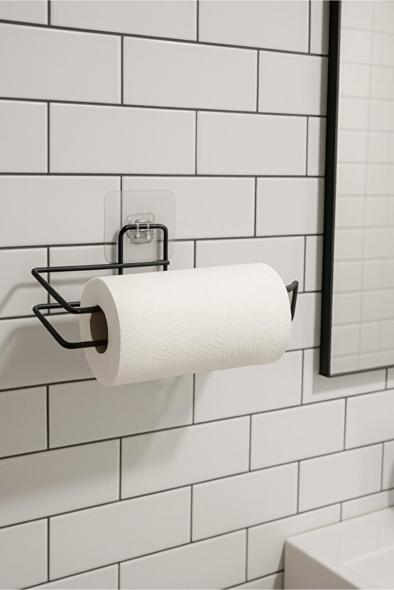 Kendinden Yapışkanlı Metal Rulo Kağıt Havluluk - Banyo Mutfak Havluluğu - Siyah