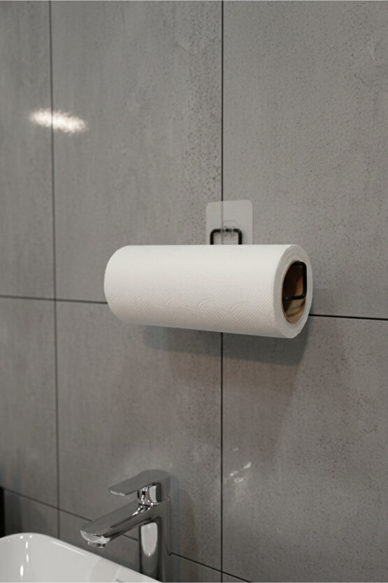 Kendinden Yapışkanlı Metal Rulo Kağıt Havluluk - Banyo Mutfak Havluluğu - Siyah