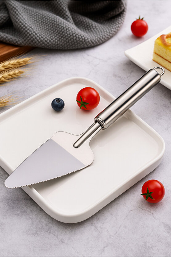 Paslanmaz Çelik Çok Amaçlı Pasta & Pizza Spatulası - Dilimleme Ve Servis - Tırtıklı